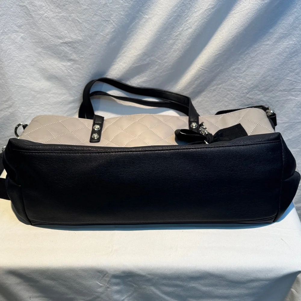 Jessica Simpson Black and Gray Quilted Tote with Bow